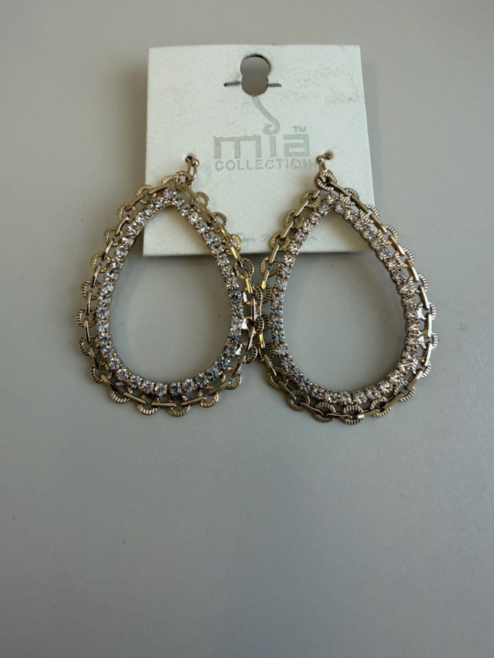 MIA COLLECTION Gold Teardrop Crystal Hoop Earrings